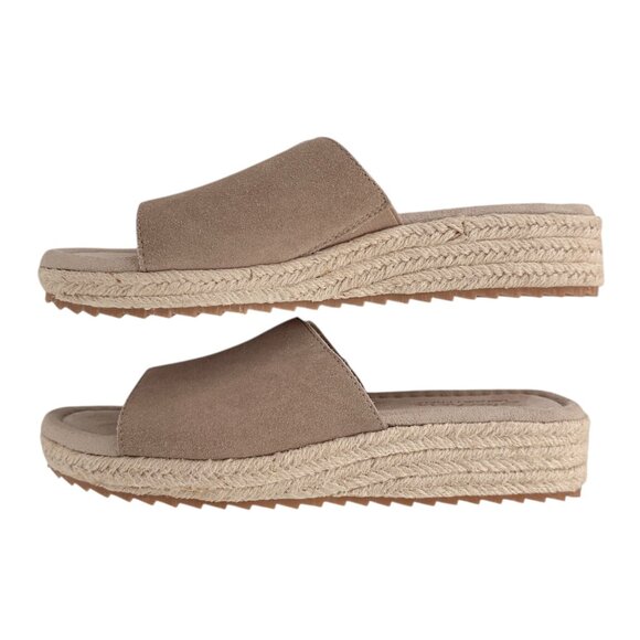 Skechers Suede Taupe Espadrilles Open Back Slip On Slide Sandal NWOT (8) - Picture 6 of 15